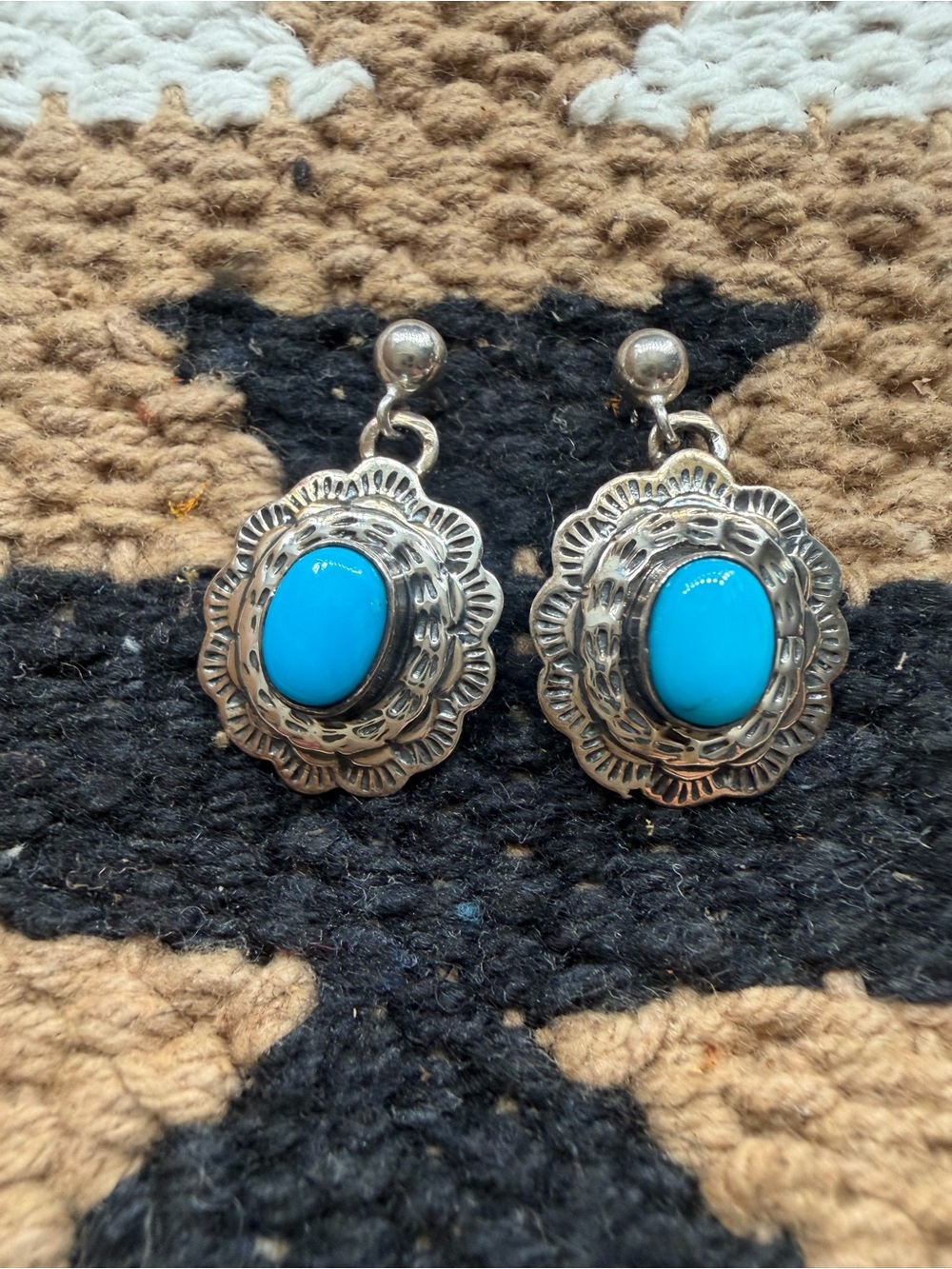 Sleeping beauty sterling silver earrings